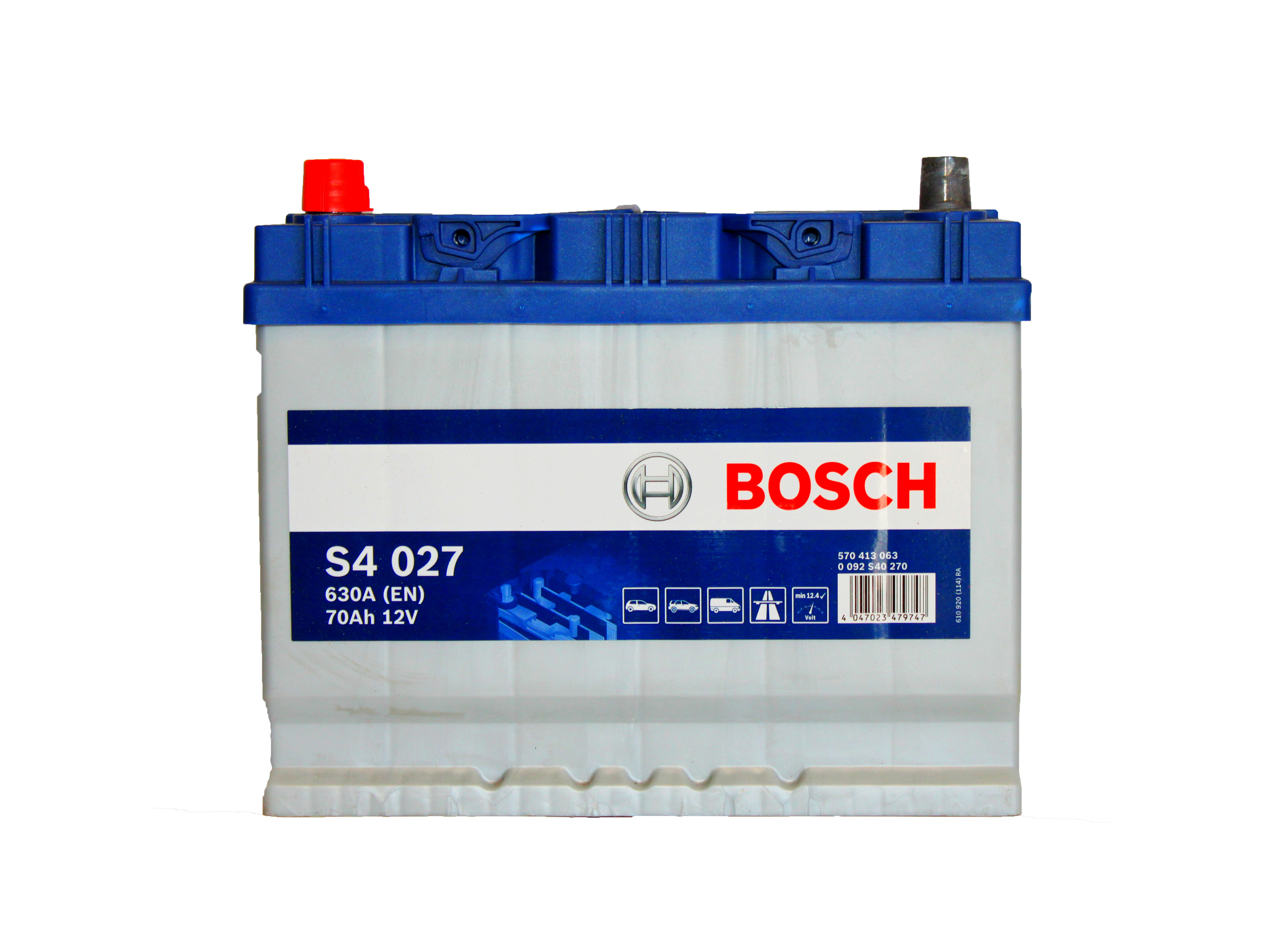 Каталог BOSCH S4027 12v 70Ah EN630A L+ (Asia) / Аккумулятор