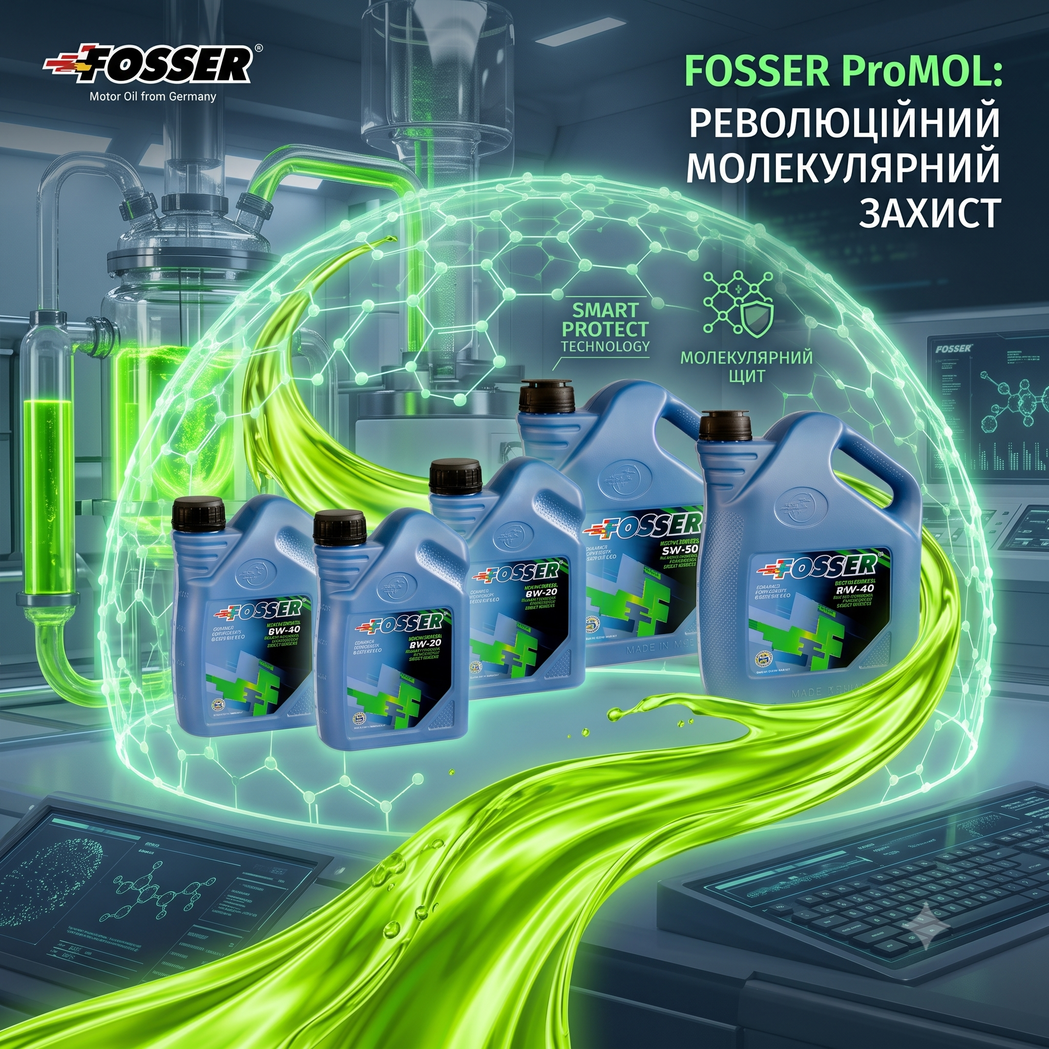 Новинка лінійки: Моторні оливи Fosser ProMOL з формулою Smart Protect — Еволюція захисту двигуна